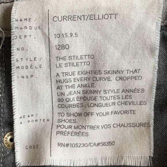 Current/Elliott The Stiletto Dillon Released Hem Jean Gray Size 28 - Picture 15 of 15